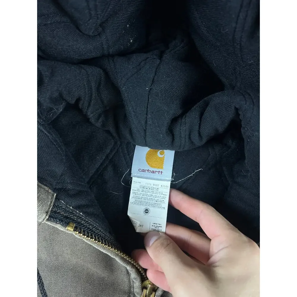 Vtg 90s Carhartt Active J06 Large Tall Regular Jacket Faded Hooded Brown Canvas